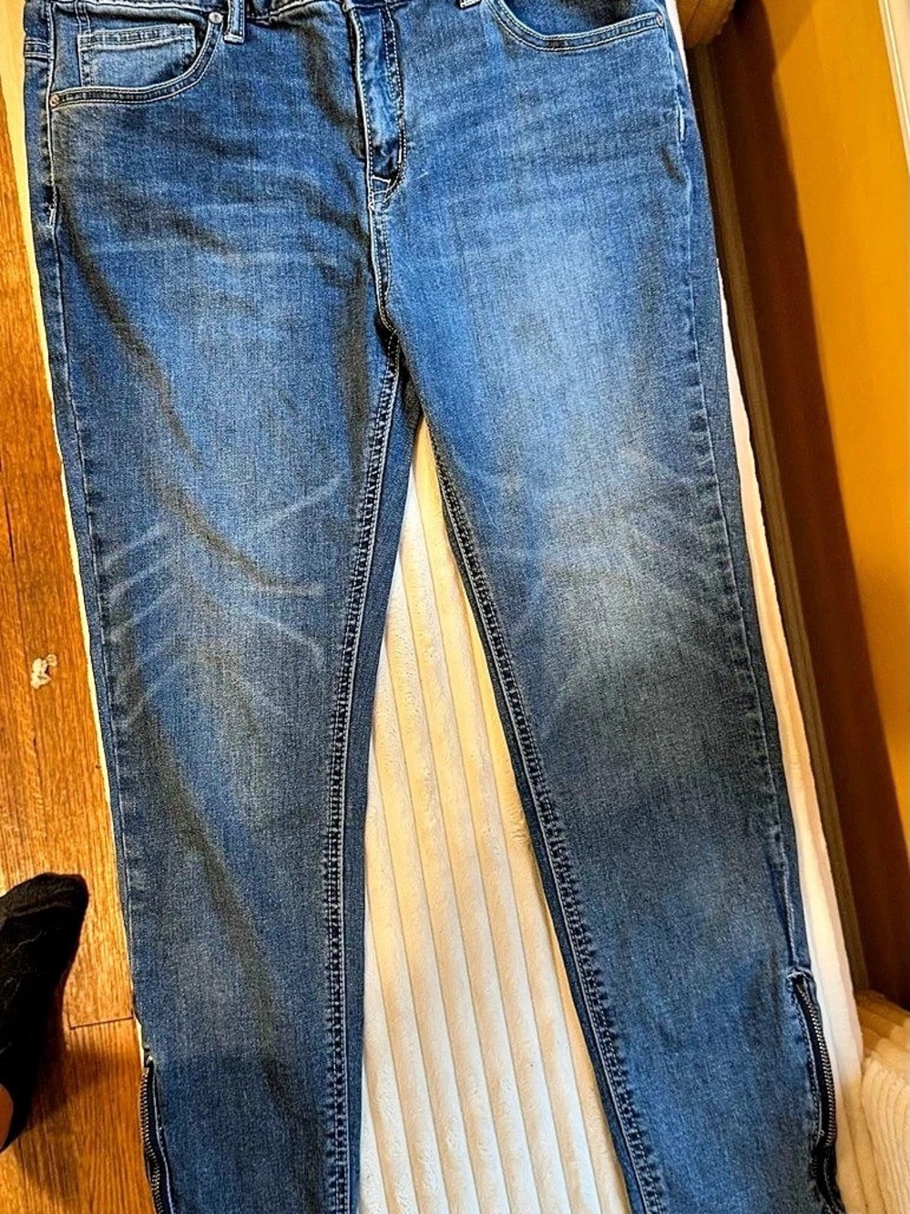Free People Ankle Zip Skinny Jeans Blue Waist 29